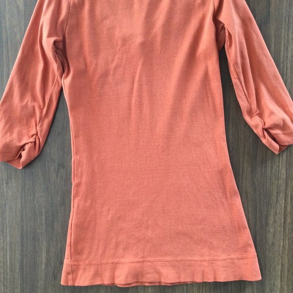 Vibrant Orange V-Neck 3/4 Sleeve T-Shirt - Picture 5 of 5